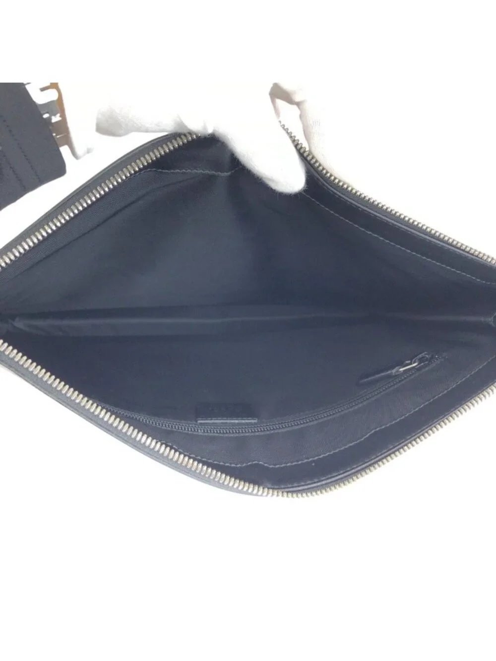 Gucci Sherry Clutch Leather Canvas Beige Black